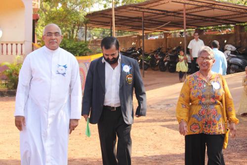 Chief guest for the Annual sports day 2019-20  accompanied by Rev Fr Alexander Pereira and Madam Maria Gorretti Alphonso